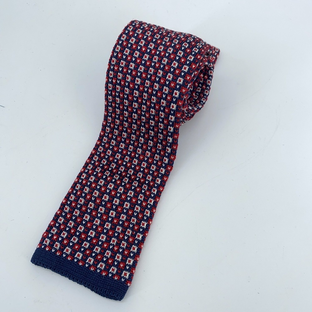 Eton Tie Mens Silk Knit Skinny Slim Multi Patterned Necktie Italy Made One Size